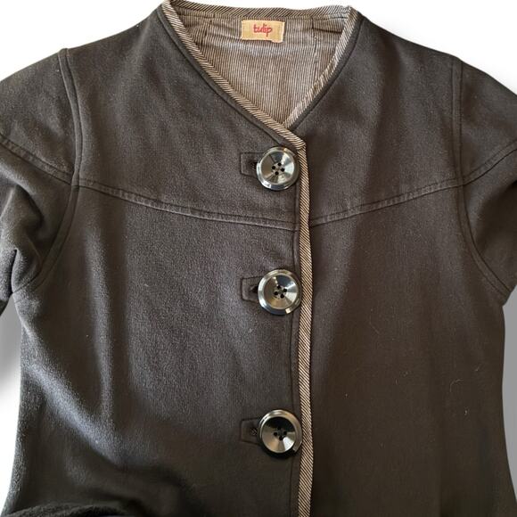 Tulip Black Women's Size XS Black 4 Button Down Quiet Luxury Parisian Minimalist - Picture 5 of 8